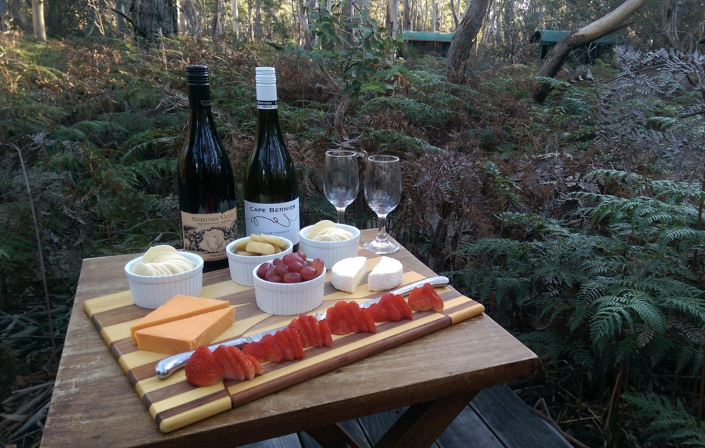 cheese platter and wine maria island walk